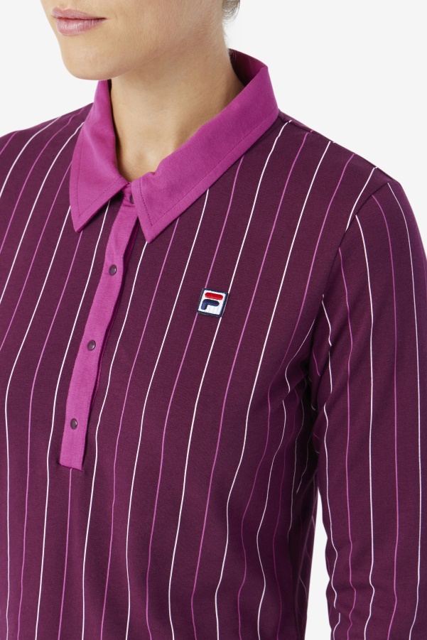 Fila Jada Long Sleeve Polo Grape Wine/Rouge/Potpourri