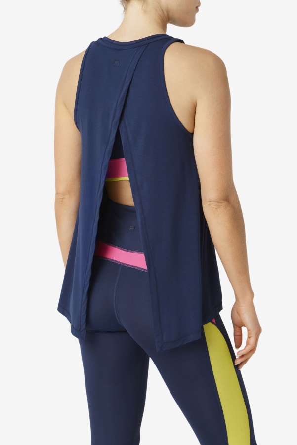 Fila Navy Fi-Lux Open Back Tank Top