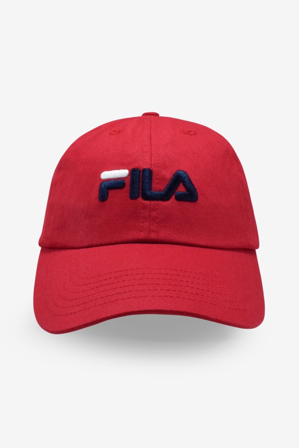Red Fila Embroidered Logo Baseball Hat