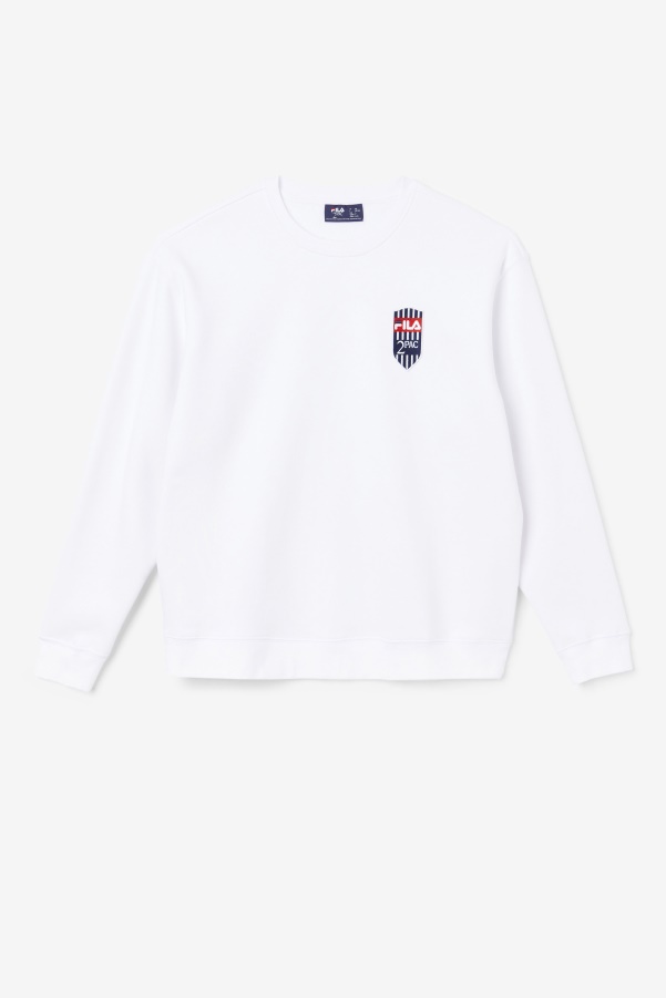 White Fila 2Pac Fleece Patch Crew