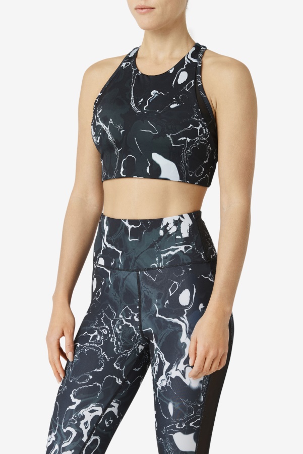Fila Uplift T-Back Sports Bra Black Marble