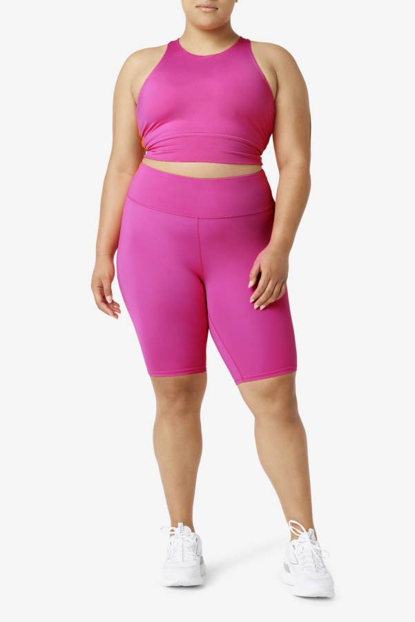 Bright Pink Fila Uplift High Neck Sports Bra