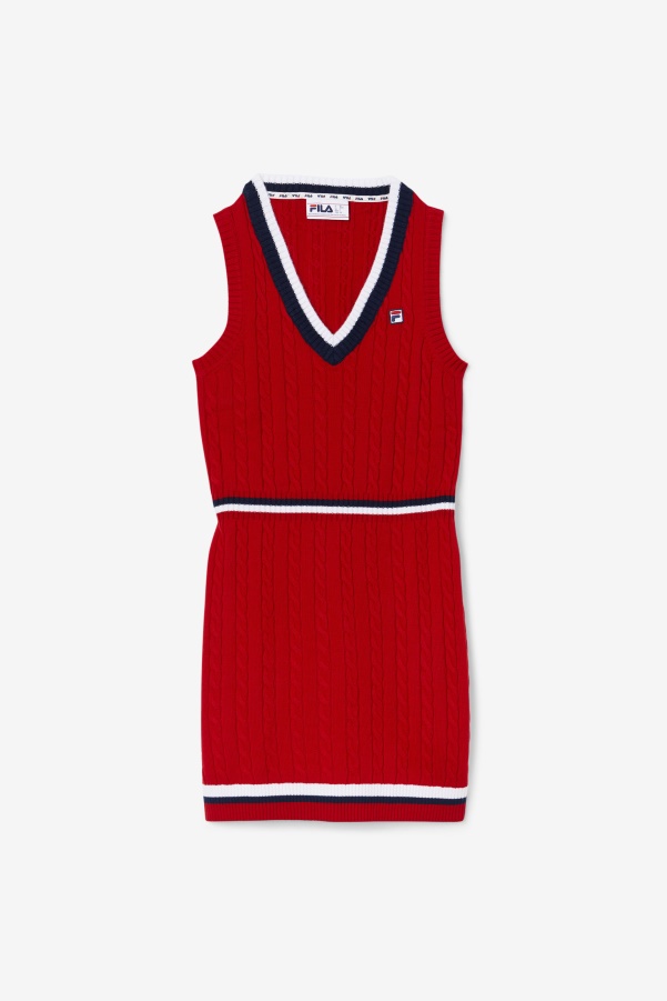 Red Darian Sweater Knit Dress Fila