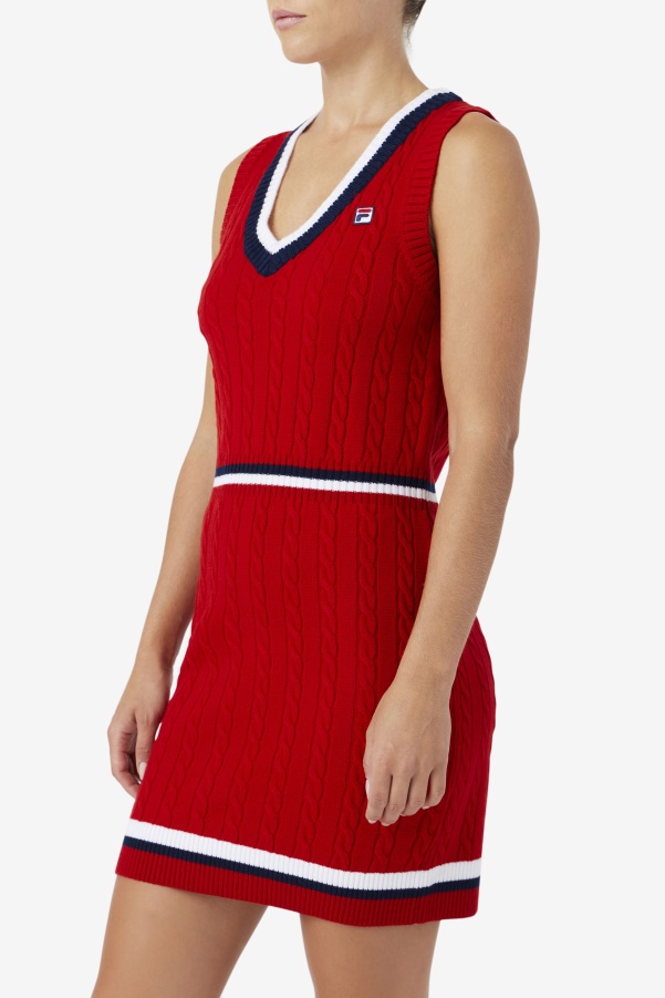 Red Darian Sweater Knit Dress Fila