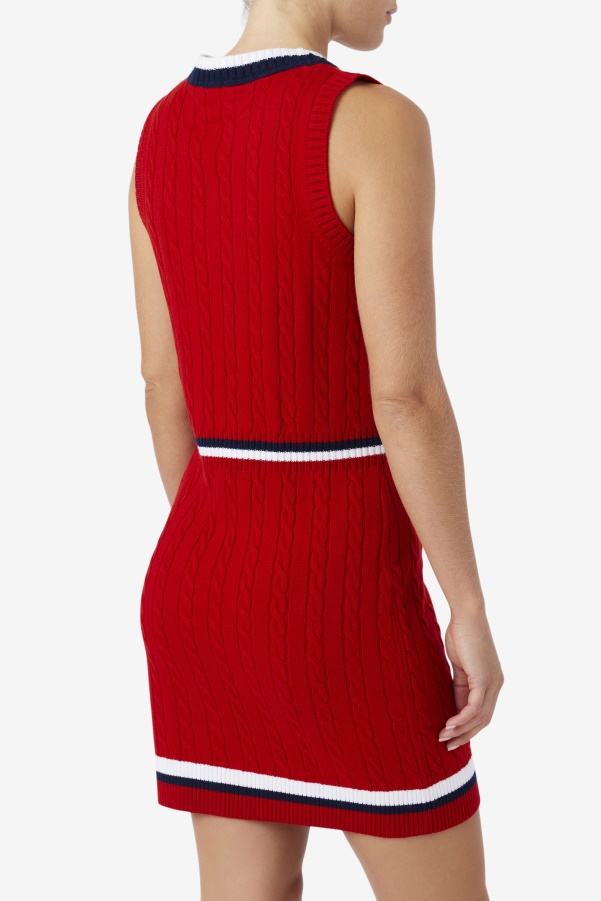 Red Darian Sweater Knit Dress Fila