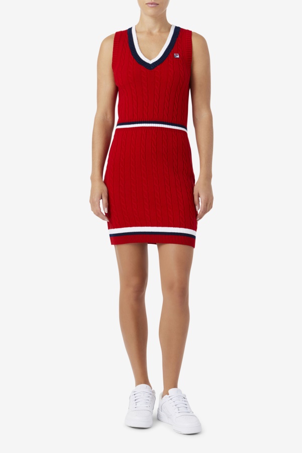 Red Darian Sweater Knit Dress Fila