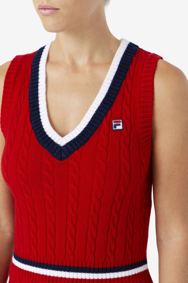 Red Darian Sweater Knit Dress Fila
