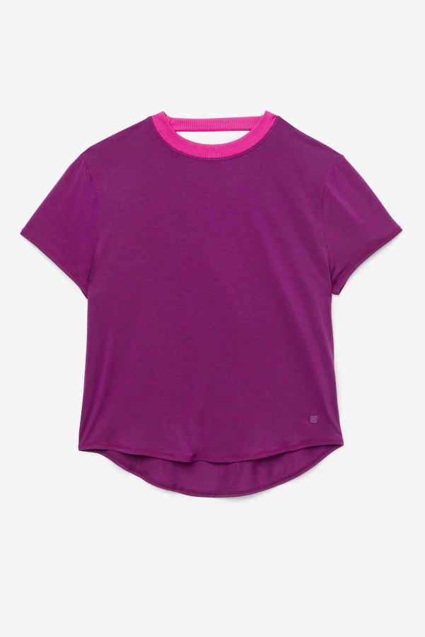Fila Fi-Lux Short Sleeve Top Magentapurple