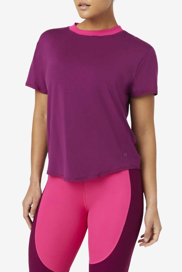 Fila Fi-Lux Short Sleeve Top Magentapurple