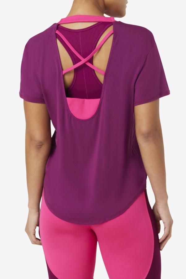 Fila Fi-Lux Short Sleeve Top Magentapurple