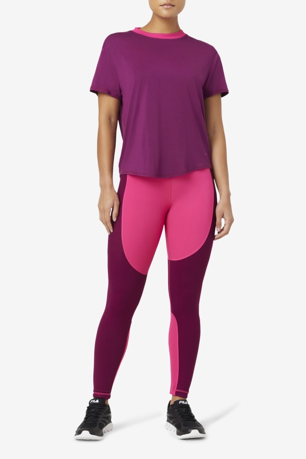 Fila Fi-Lux Short Sleeve Top Magentapurple