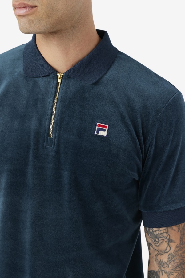 Teal Fila Devon Velour Polo