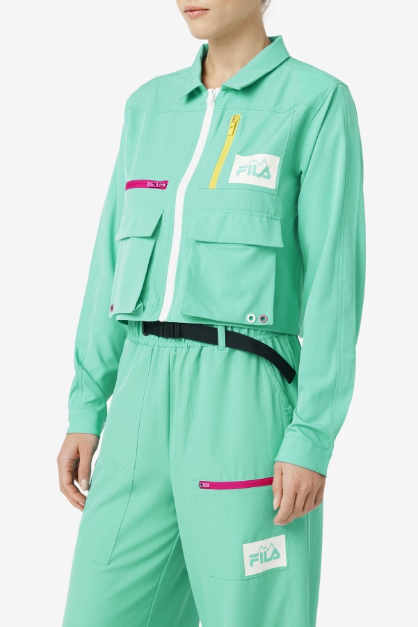 Marine Green Alina Zip Shirt Fila