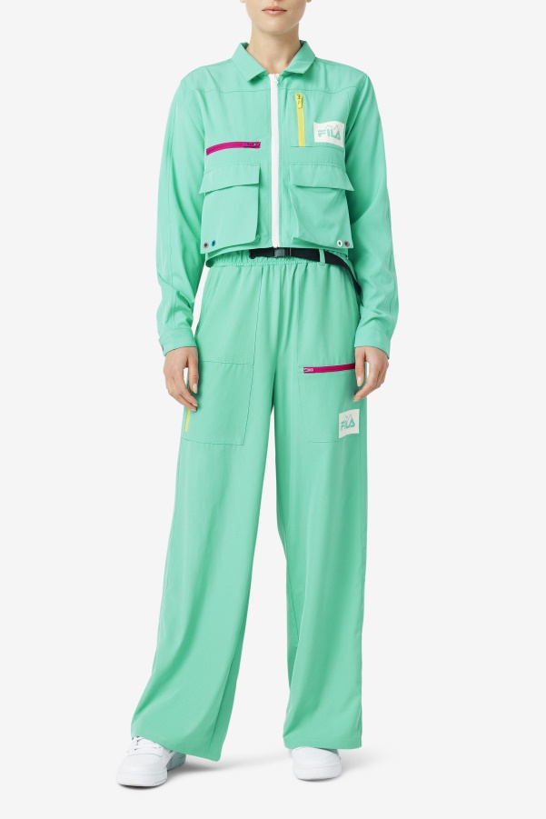 Marine Green Alina Zip Shirt Fila