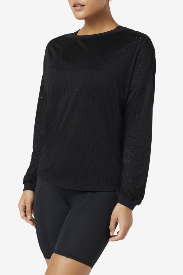 Black Fi-Lux Mesh Long Sleeve Top Fila