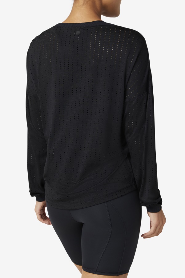 Black Fi-Lux Mesh Long Sleeve Top Fila