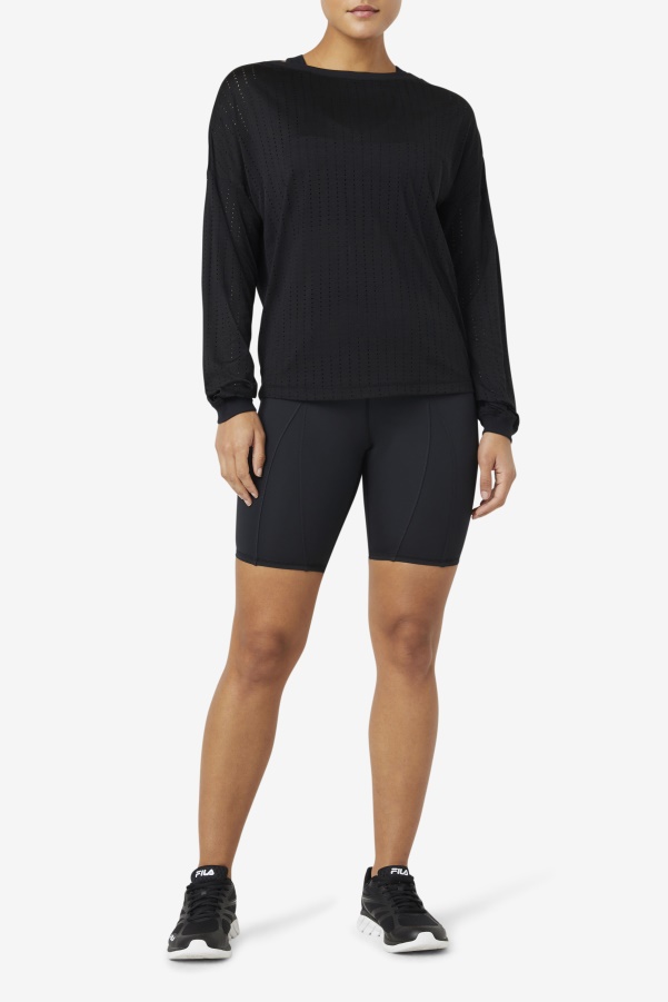 Black Fi-Lux Mesh Long Sleeve Top Fila