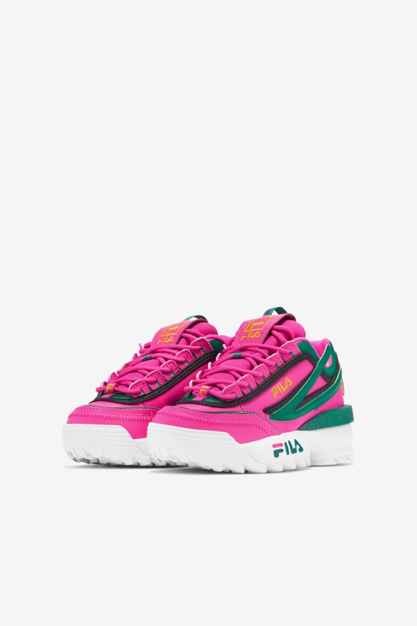 Fila Big Kids' Disruptor 2 EXP Pink Glo/Green/Gold