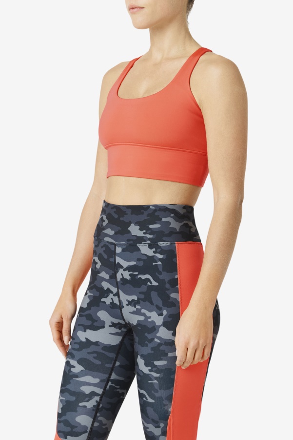 Uplift Cross Back Bra Top Fila Hot Coral