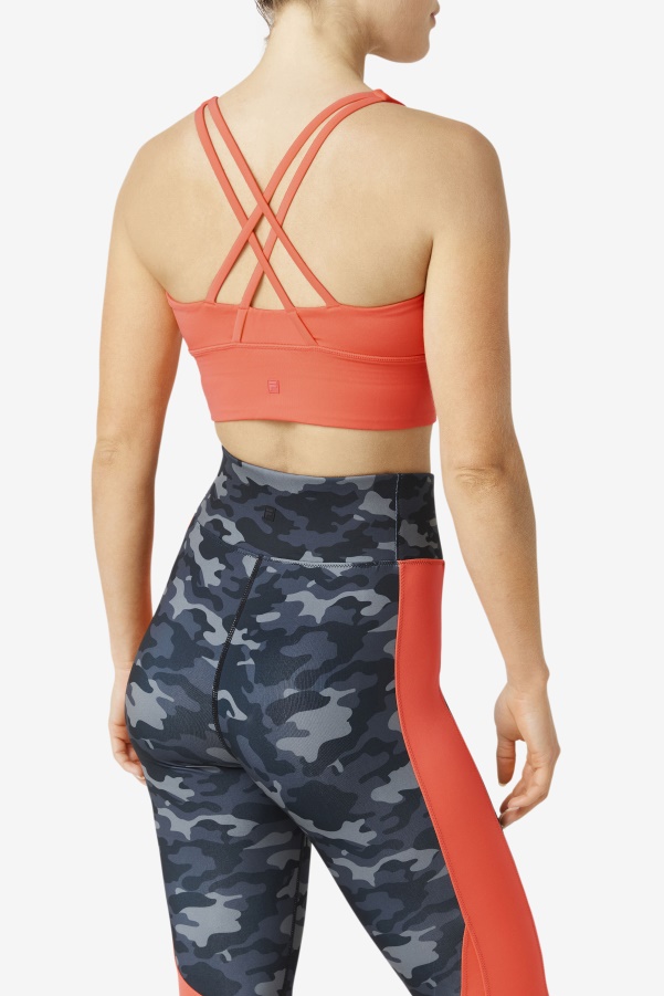 Uplift Cross Back Bra Top Fila Hot Coral