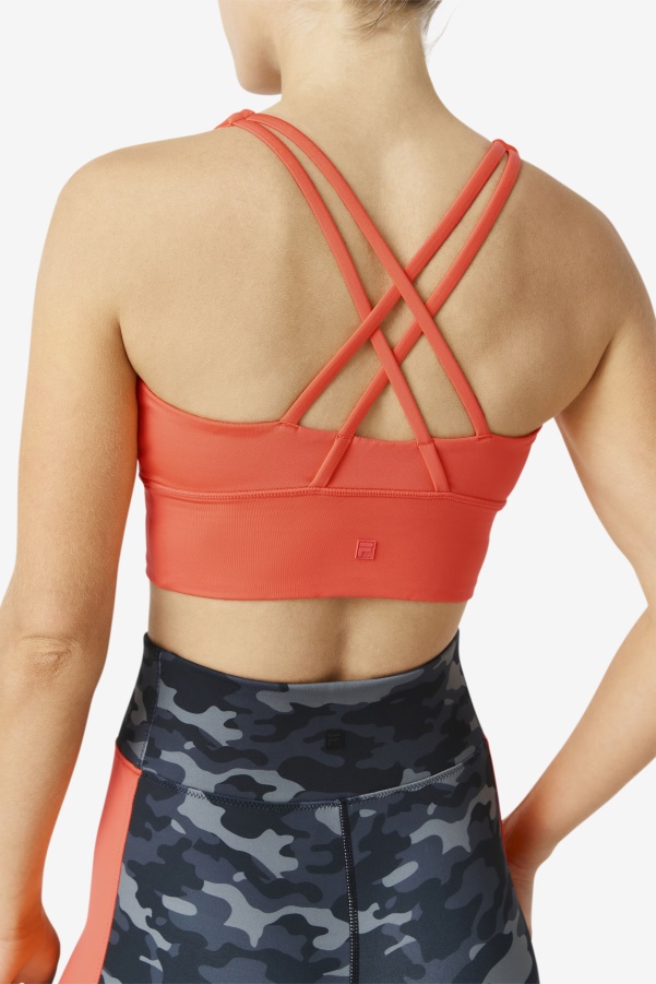 Uplift Cross Back Bra Top Fila Hot Coral
