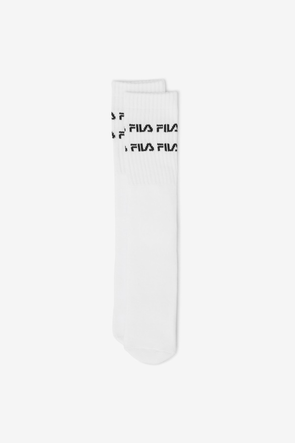 Fila White Double Line Logo Knee High Sock