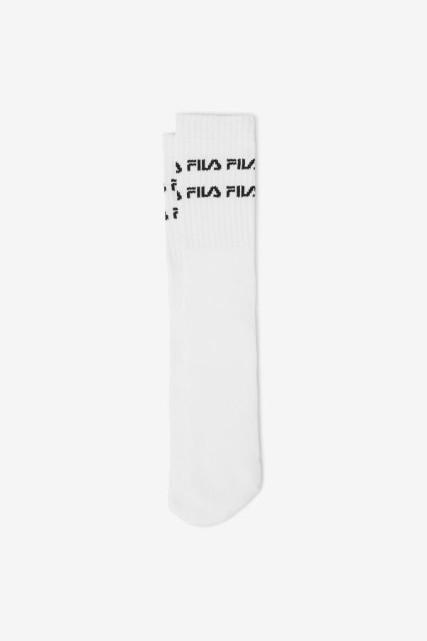 Fila White Double Line Logo Knee High Sock