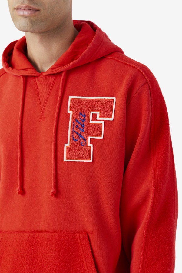 Fiery Red/Blue Fila Bryson Vintage Wash Hoodie