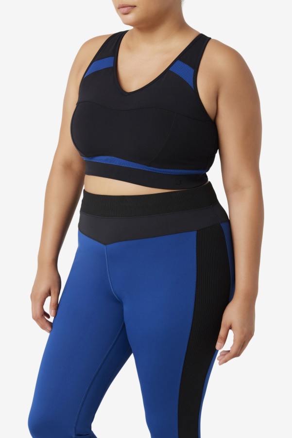 Uplift Racerback Sports Bra Fila Black/Navy Peony
