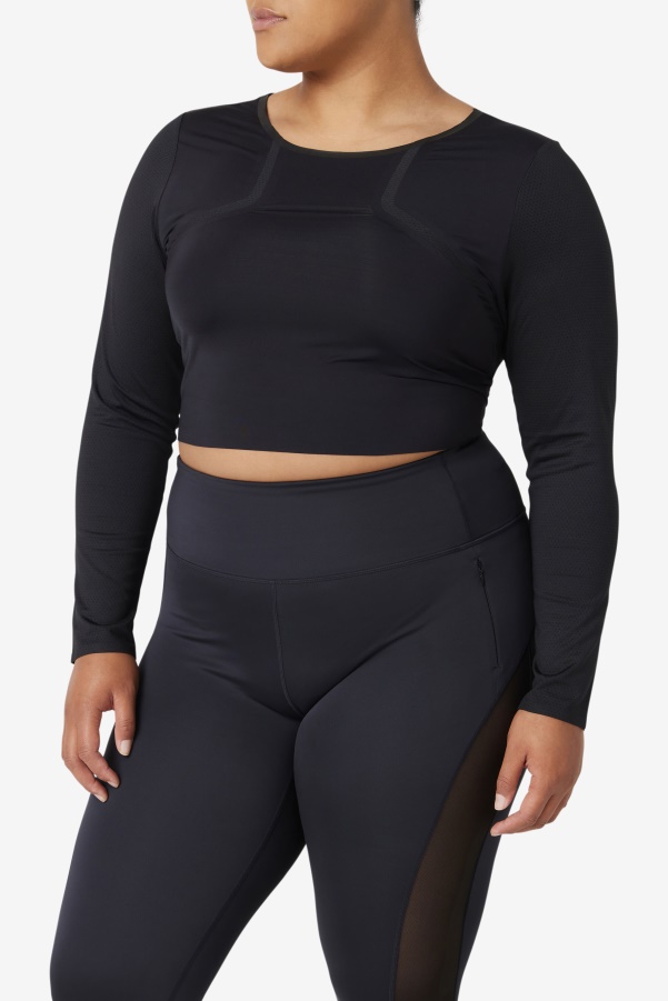 Black Uplift Long Sleeve Crop Top Fila