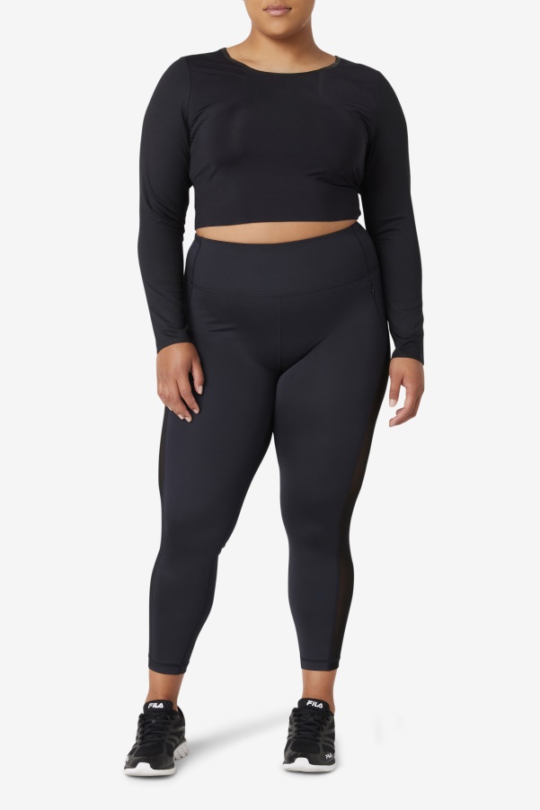 Black Uplift Long Sleeve Crop Top Fila