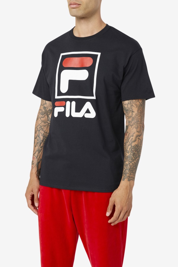 Fila Black/White/Red stacked tee shirt