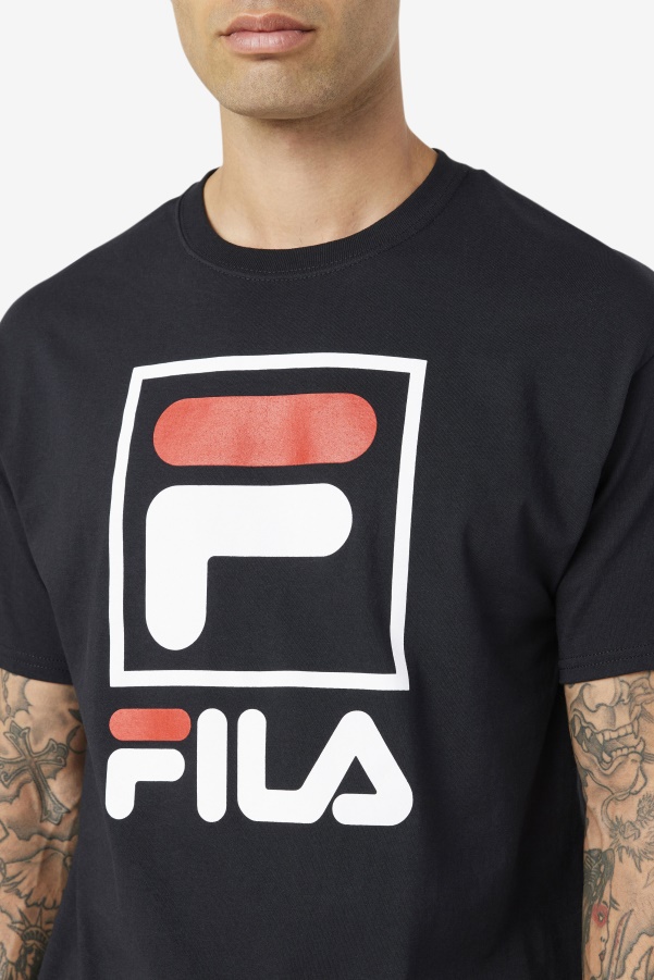 Fila Black/White/Red stacked tee shirt