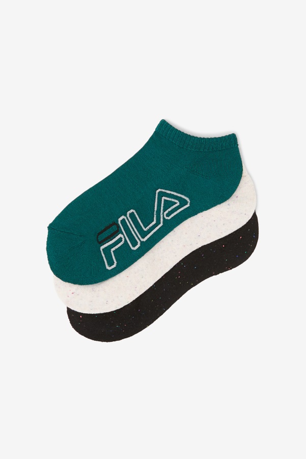Women's Speckle Stripe No Show Sock 3-Pack Fila Black