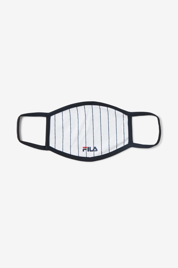 White Pin Stripe Face Mask White Fila