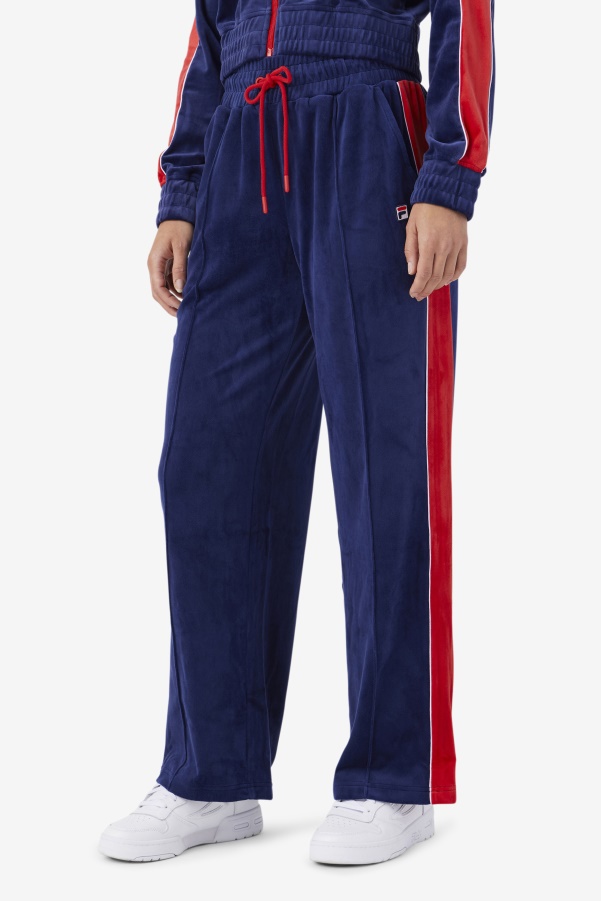 Navy/White/Red Fila Valery Velour Pant