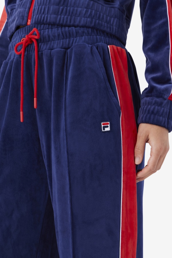 Navy/White/Red Fila Valery Velour Pant