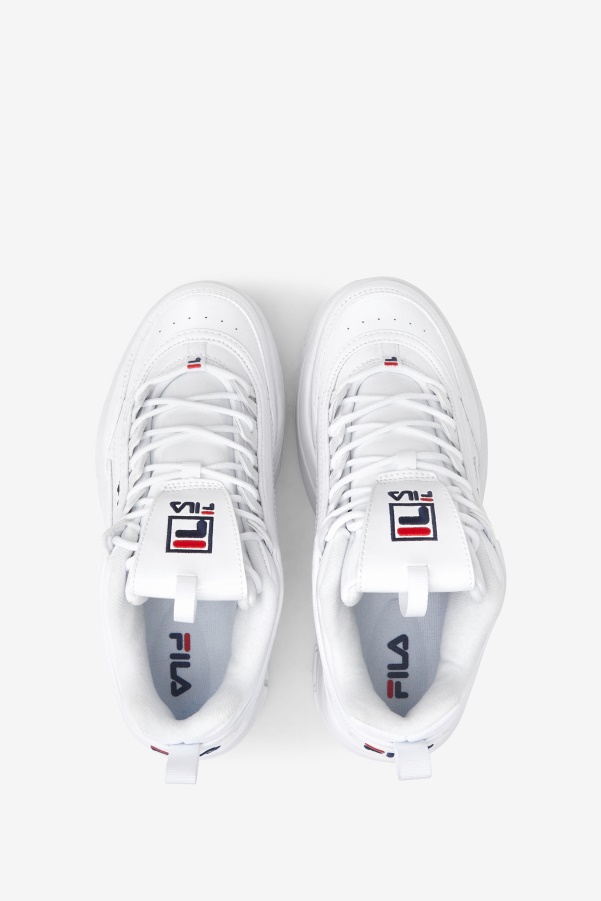 White/Navy/Red Women's Disruptor 2 Wedge Patent Fila