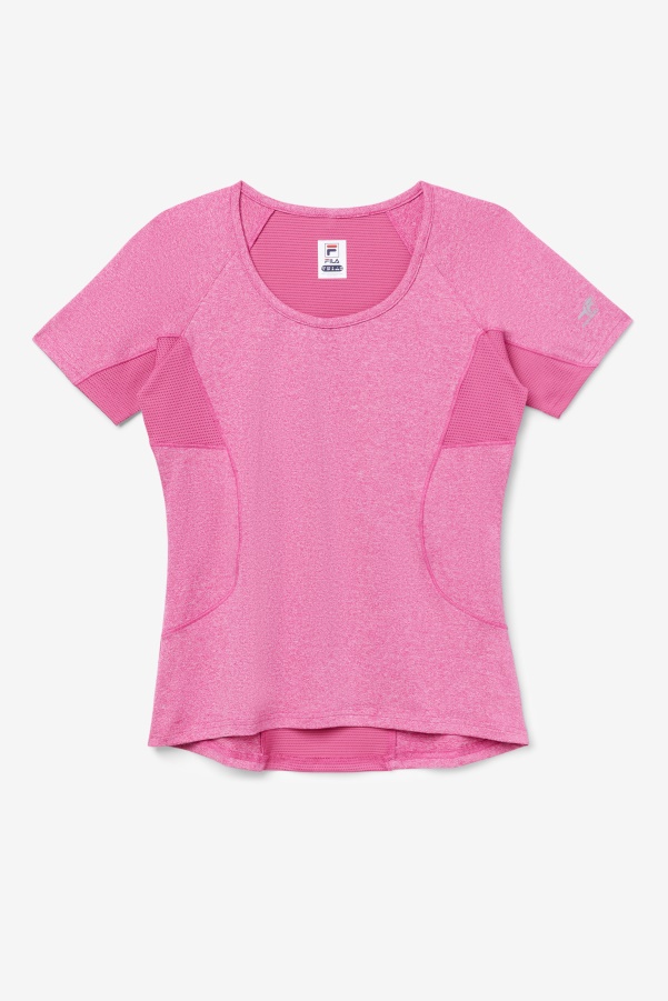 Fila Pink Glow Heather Pickleball Short Sleeve Top