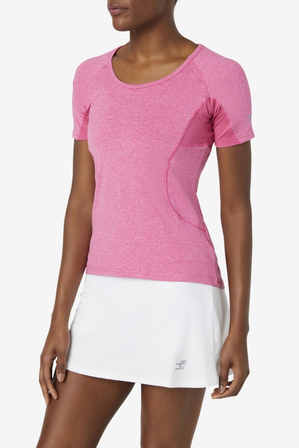 Fila Pink Glow Heather Pickleball Short Sleeve Top