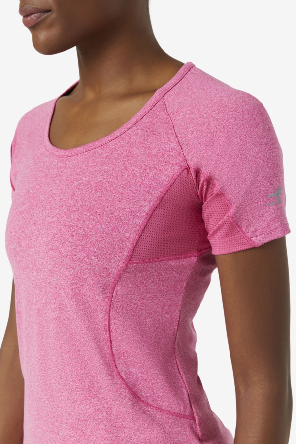 Fila Pink Glow Heather Pickleball Short Sleeve Top