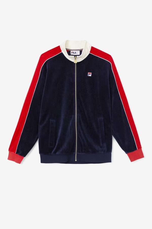 Peacoat/Gardenia/Red Fila Cima Velour Jacket