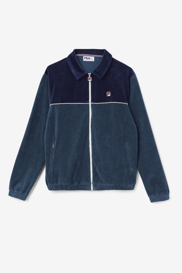 Teal/Navy/Egret Gerard Velour Jacket Fila