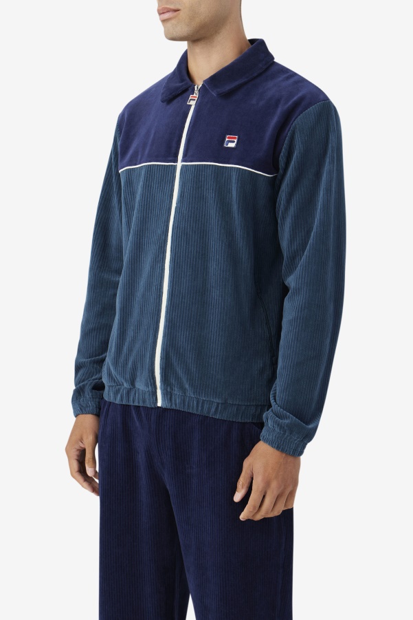 Teal/Navy/Egret Gerard Velour Jacket Fila
