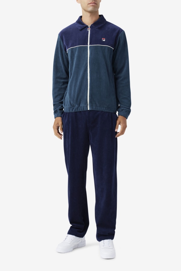 Teal/Navy/Egret Gerard Velour Jacket Fila