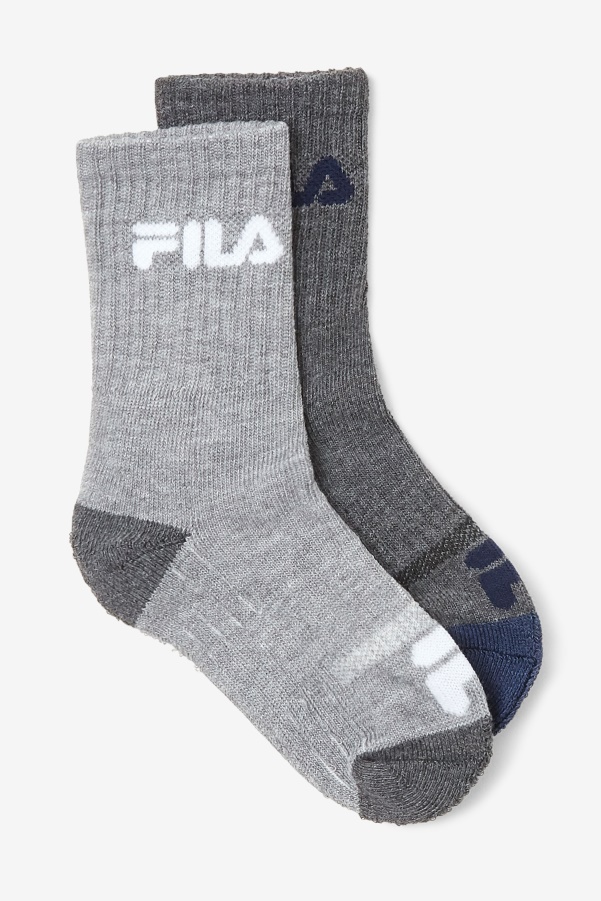 Fila Grey Multi Kids' Cushioned Crew Sock 6-Pack