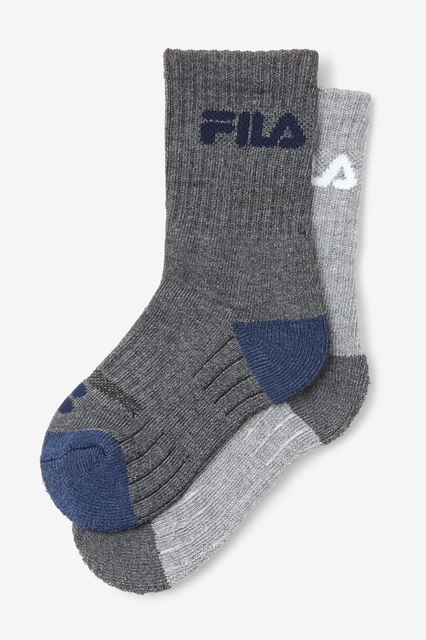 Fila Grey Multi Kids' Cushioned Crew Sock 6-Pack