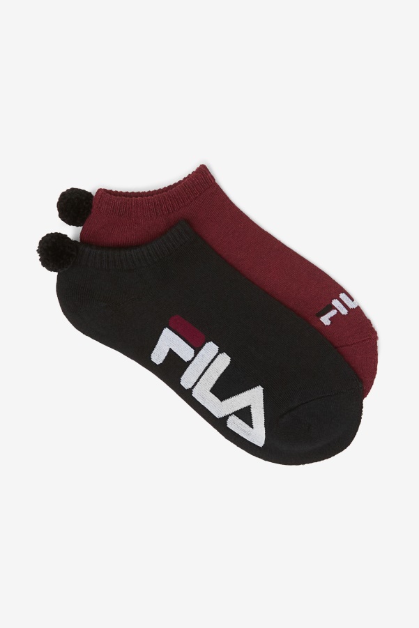 Fila Women's Tennis Pom Pom Sock 2-Pack Dark Red