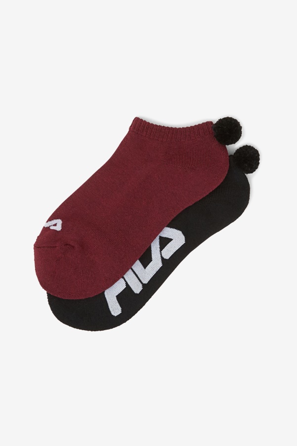 Fila Women's Tennis Pom Pom Sock 2-Pack Dark Red