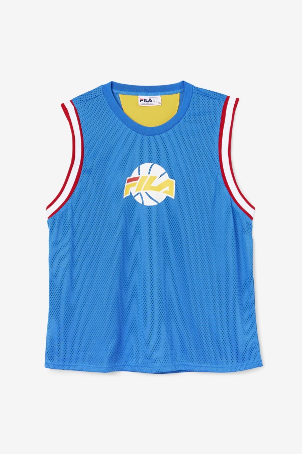 Fila Blue/White/Red/Gold Ovi Basketball Jersey